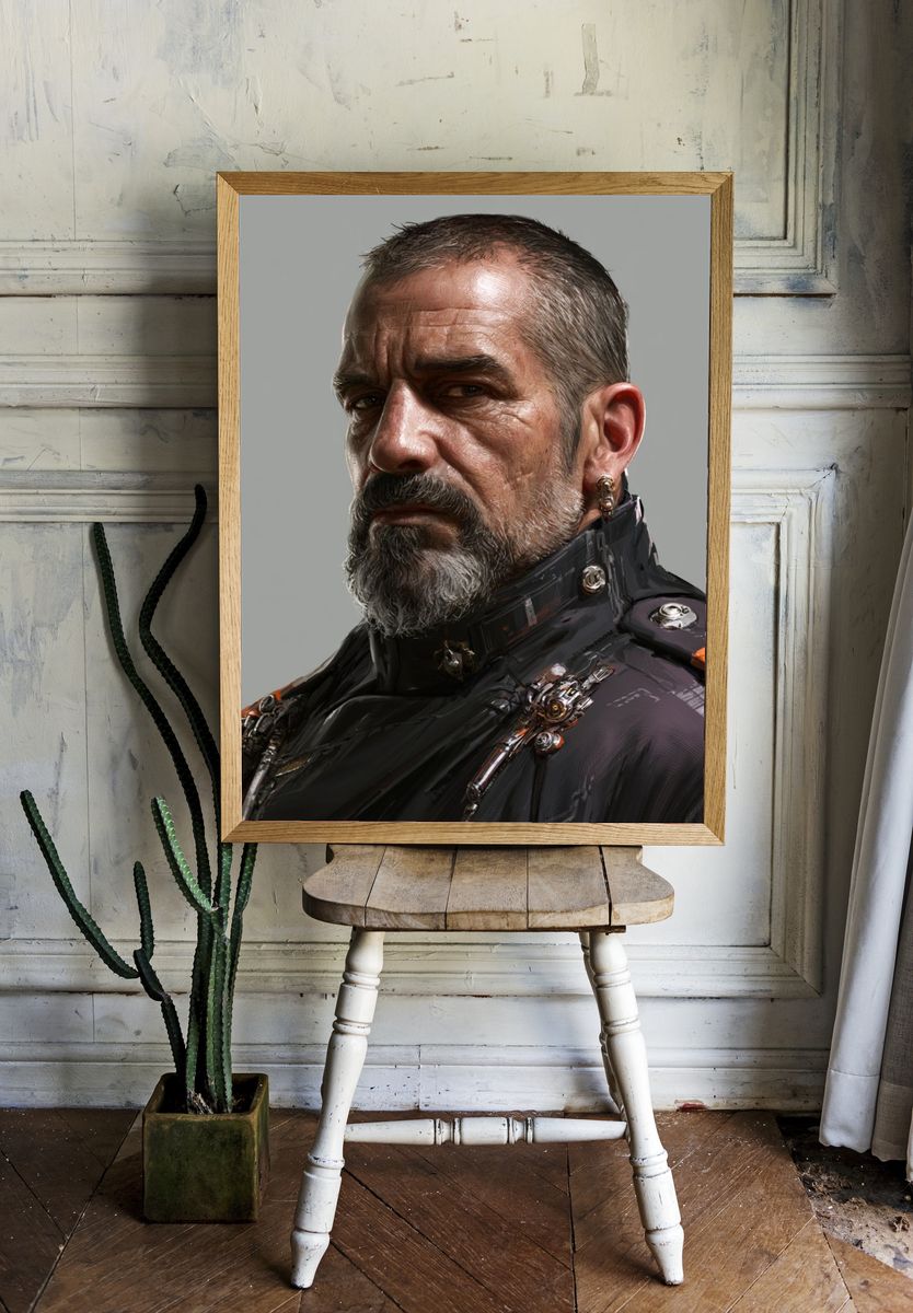 Cybernetic Commander Portrait Poster. — room view 1