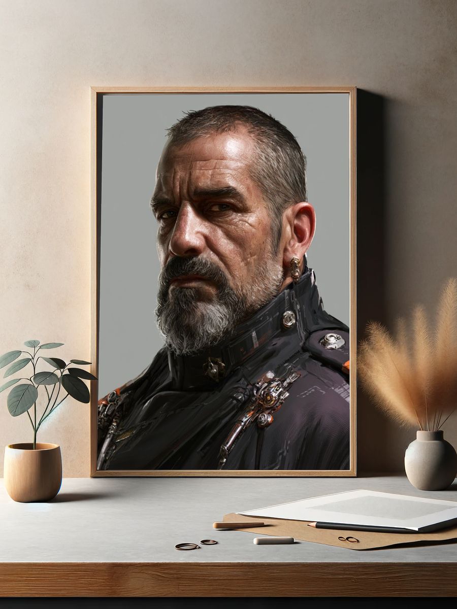 Cybernetic Commander Portrait Poster. — room view 2