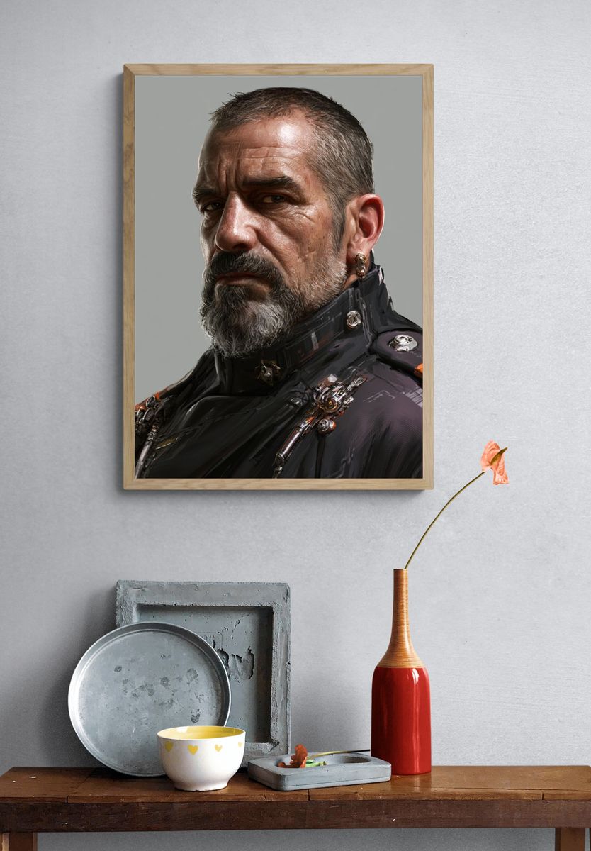 Cybernetic Commander Portrait Poster. — room view 3