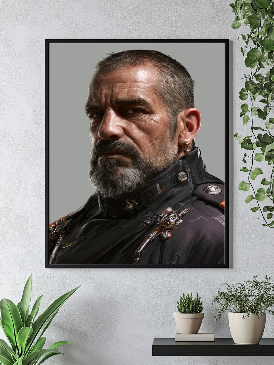 Cybernetic Commander Portrait Poster. — room view 4