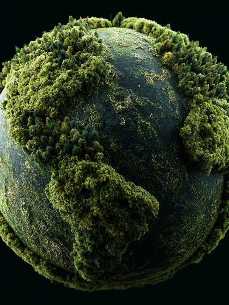 Mossy Earth Globe Illustration Poster. poster — illustration art