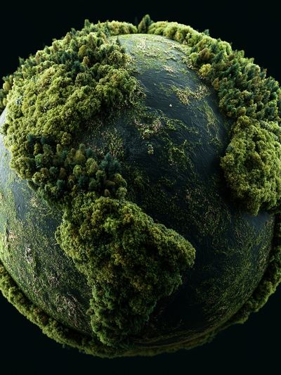 Mossy Earth Globe Illustration Poster.