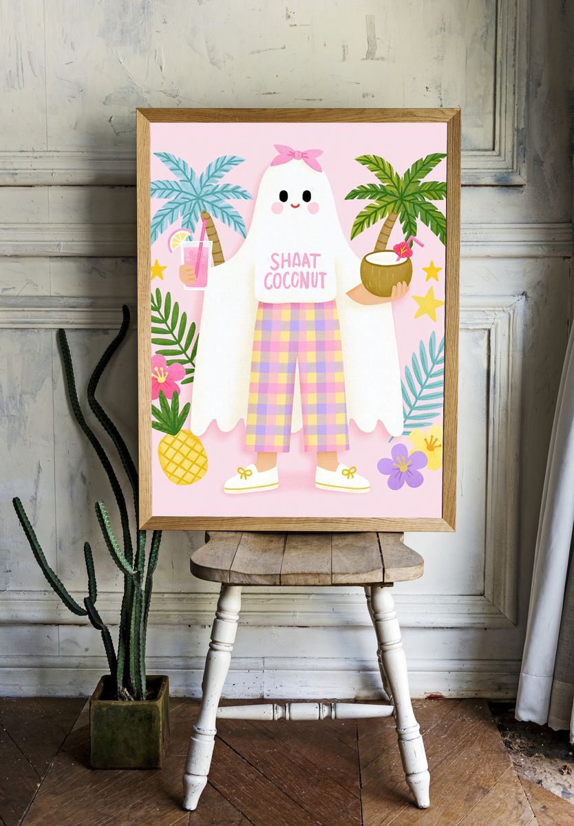 Shaft Coconut Tropical Ghost Poster. — room view 1