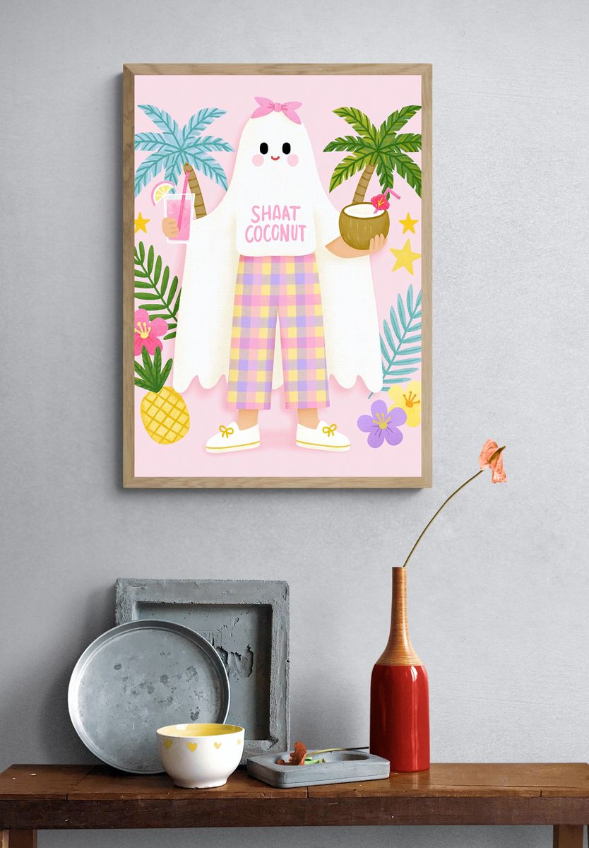 Shaft Coconut Tropical Ghost Poster. — room view 3