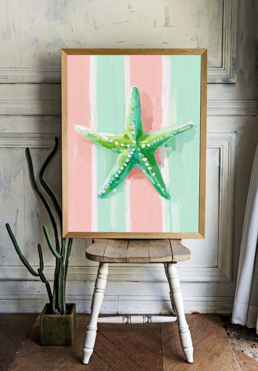 Pastel Starfish Illustration Poster. — room view 1