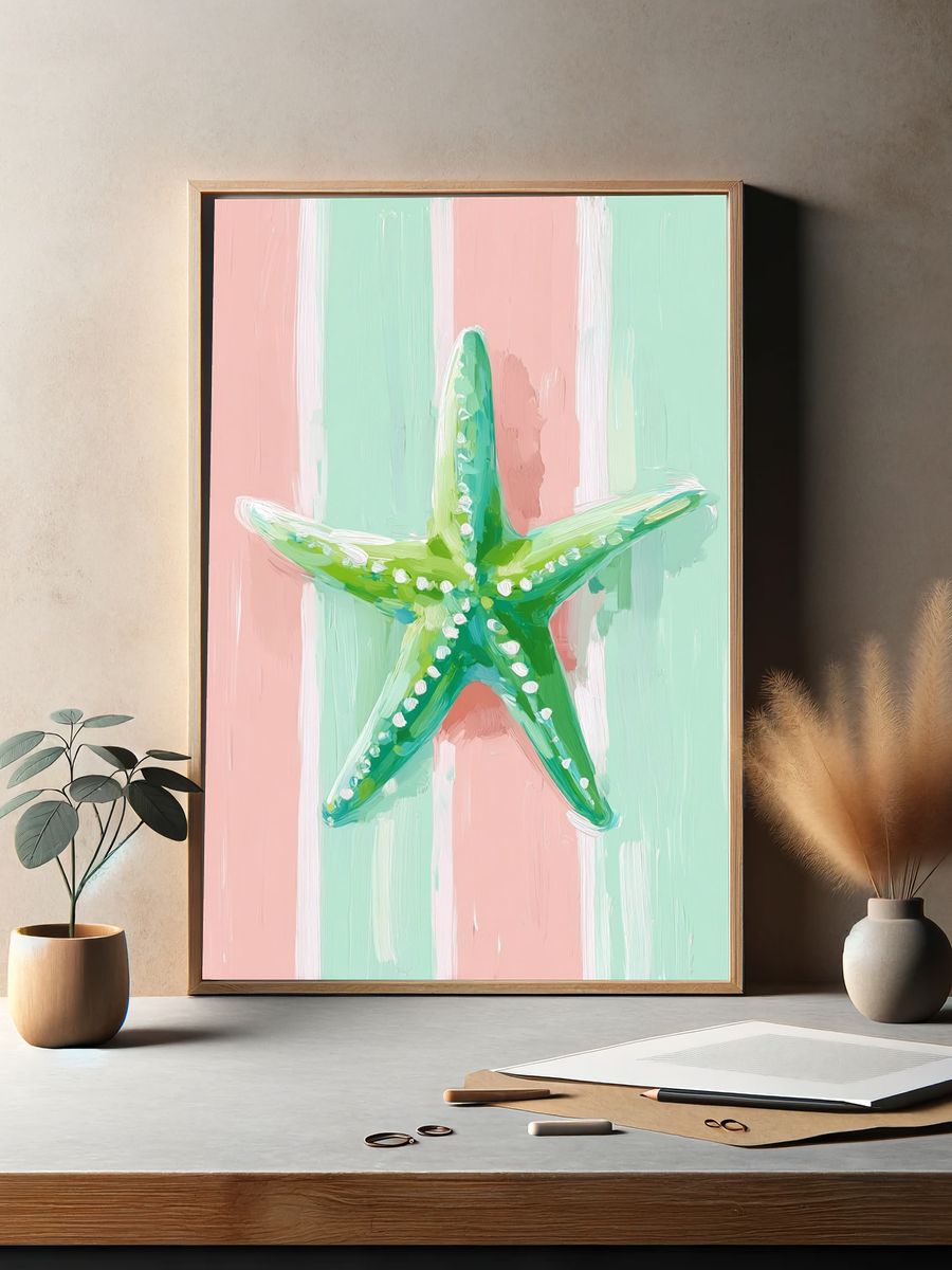 Pastel Starfish Illustration Poster. — room view 2