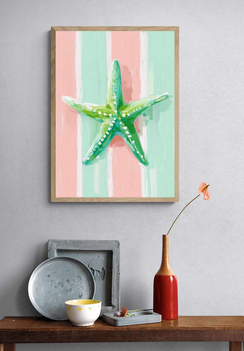 Pastel Starfish Illustration Poster. — room view 3