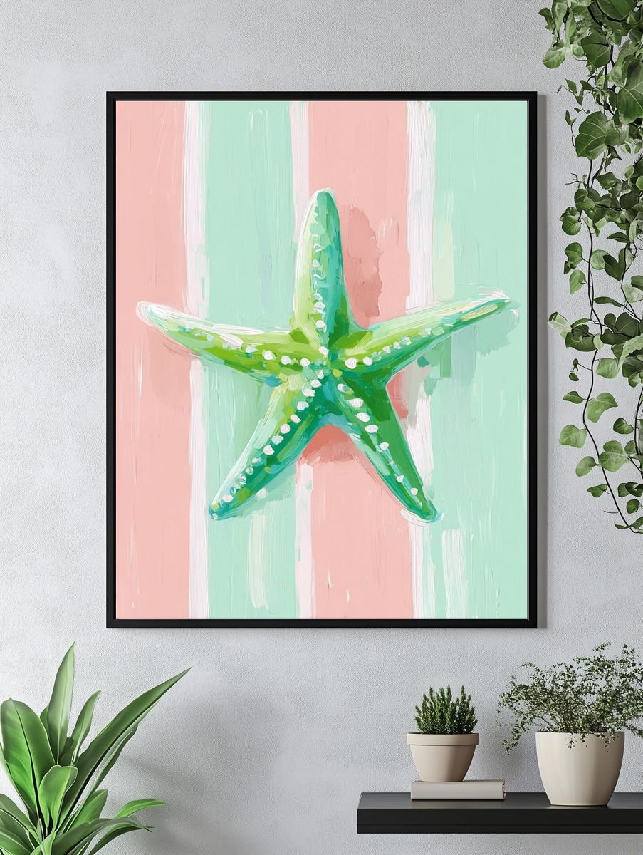 Pastel Starfish Illustration Poster. — room view 4