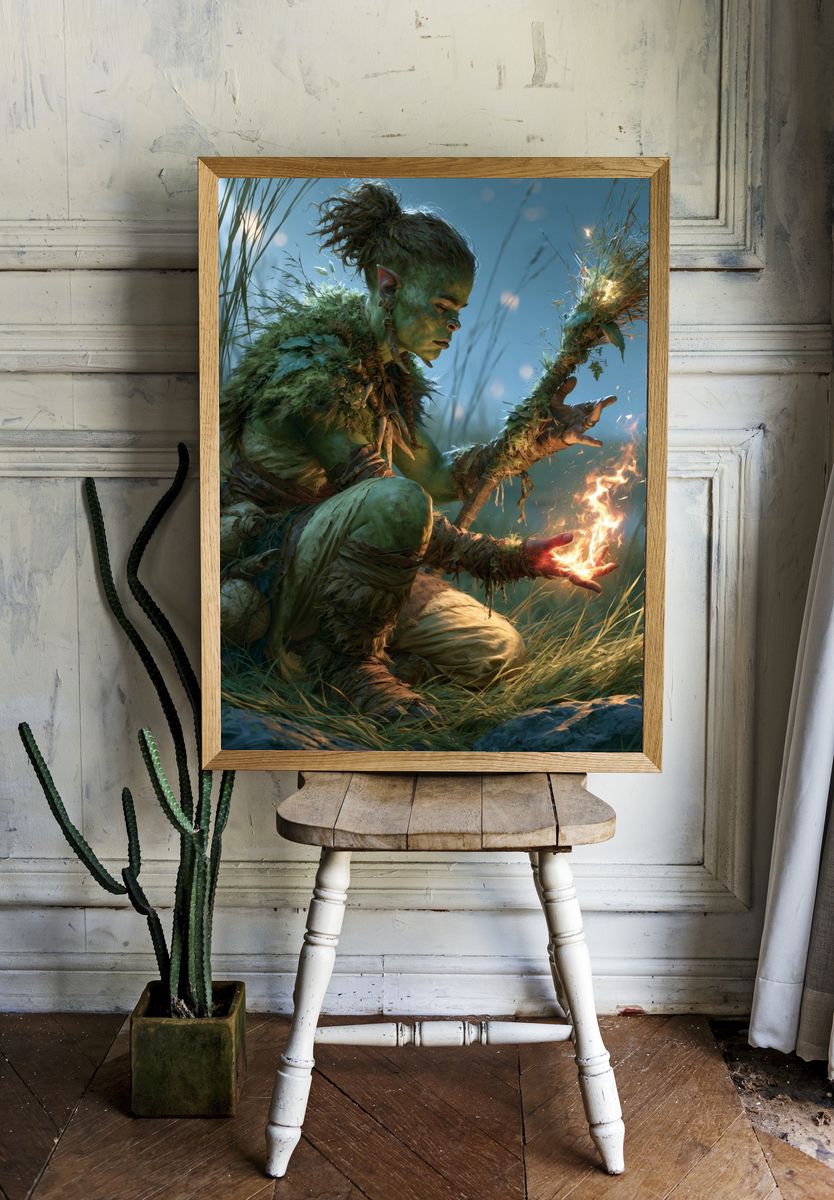 Forest Shaman Digital Art Poster. room preview