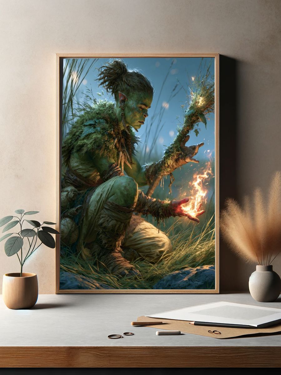 Forest Shaman Digital Art Poster. — room view 2