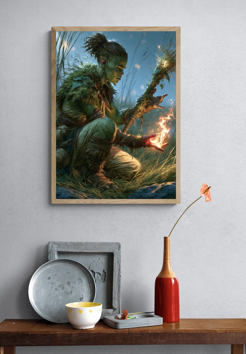 Forest Shaman Digital Art Poster. — room view 3