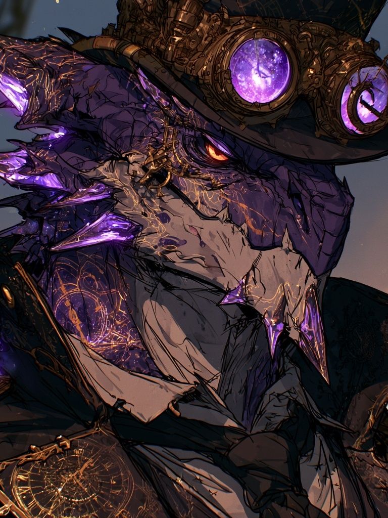 Steampunk Dragon Portrait Poster. poster — illustration art