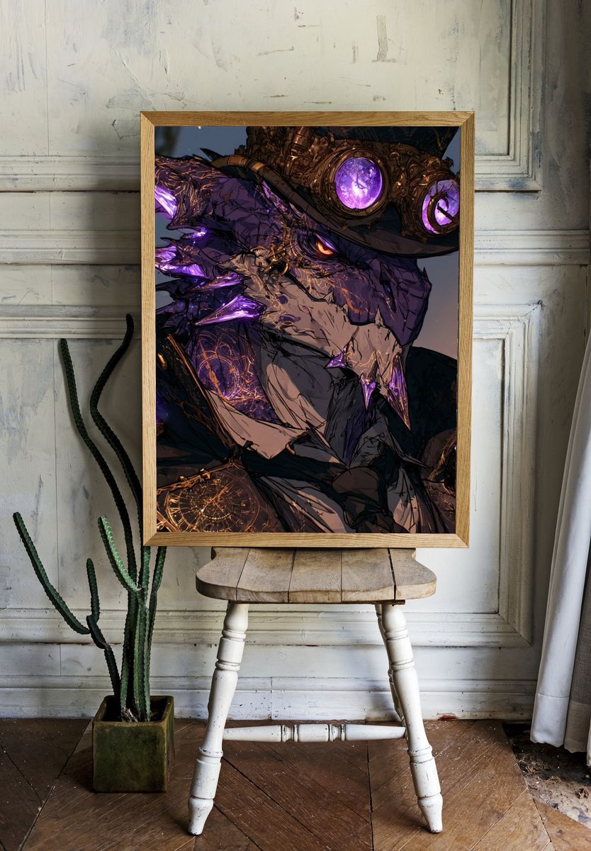Steampunk Dragon Portrait Poster. room preview
