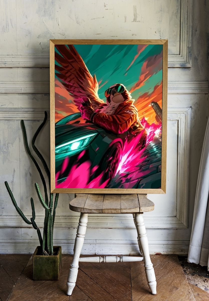 Winged Rider Digital Art Poster. room preview