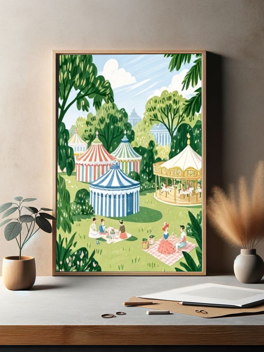 Garden Picnic Illustration Poster. — room view 2