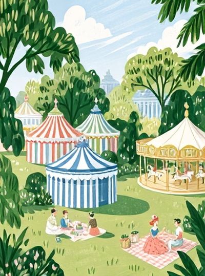 Garden Picnic Illustration Poster.