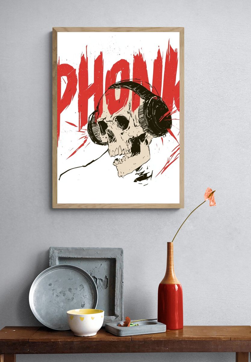 Phonk Skull Illustration Poster. — room view 3