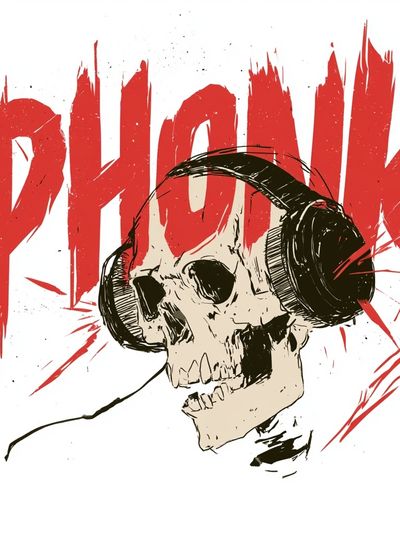 Phonk Skull Illustration Poster. poster