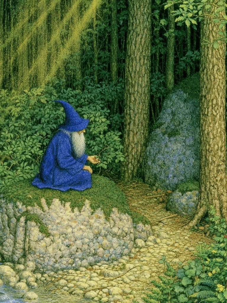 Forest Wizard Illustration Print. poster detail