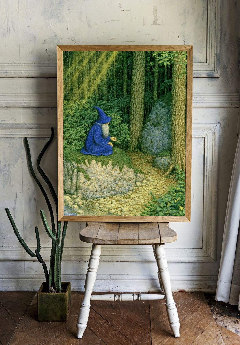 Forest Wizard Illustration Print. — room view 1