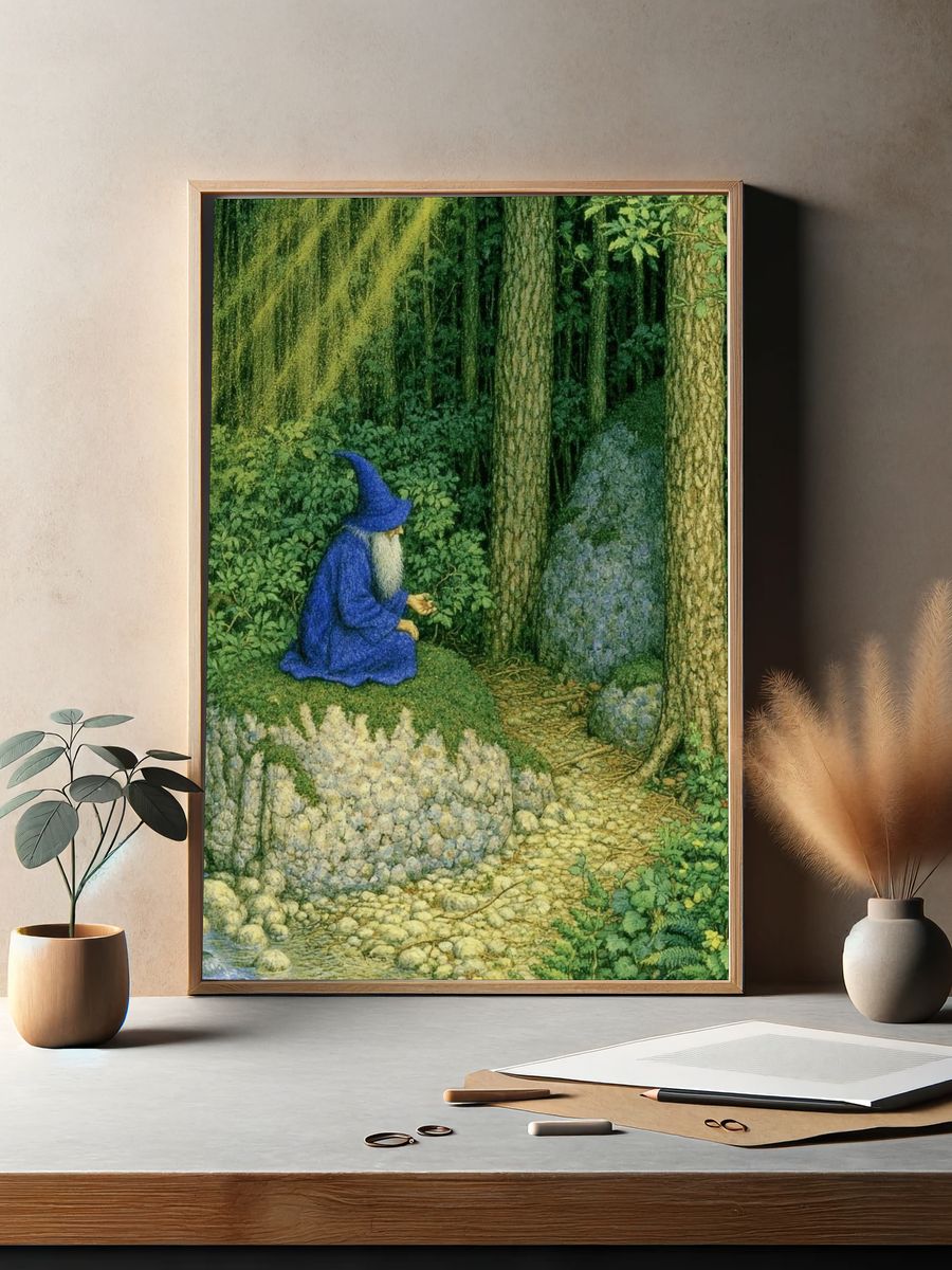 Forest Wizard Illustration Print. — room view 2