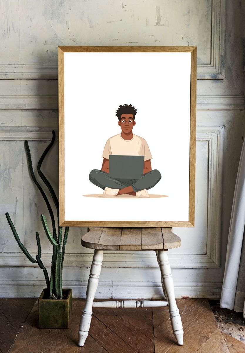 Laptop Study Character Illustration Poster. room preview