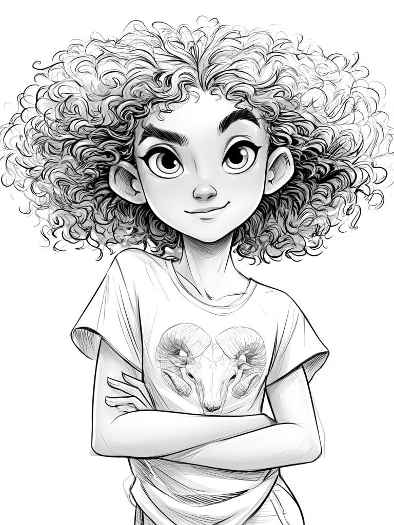 Curly Girl Ram Tee Print. poster detail