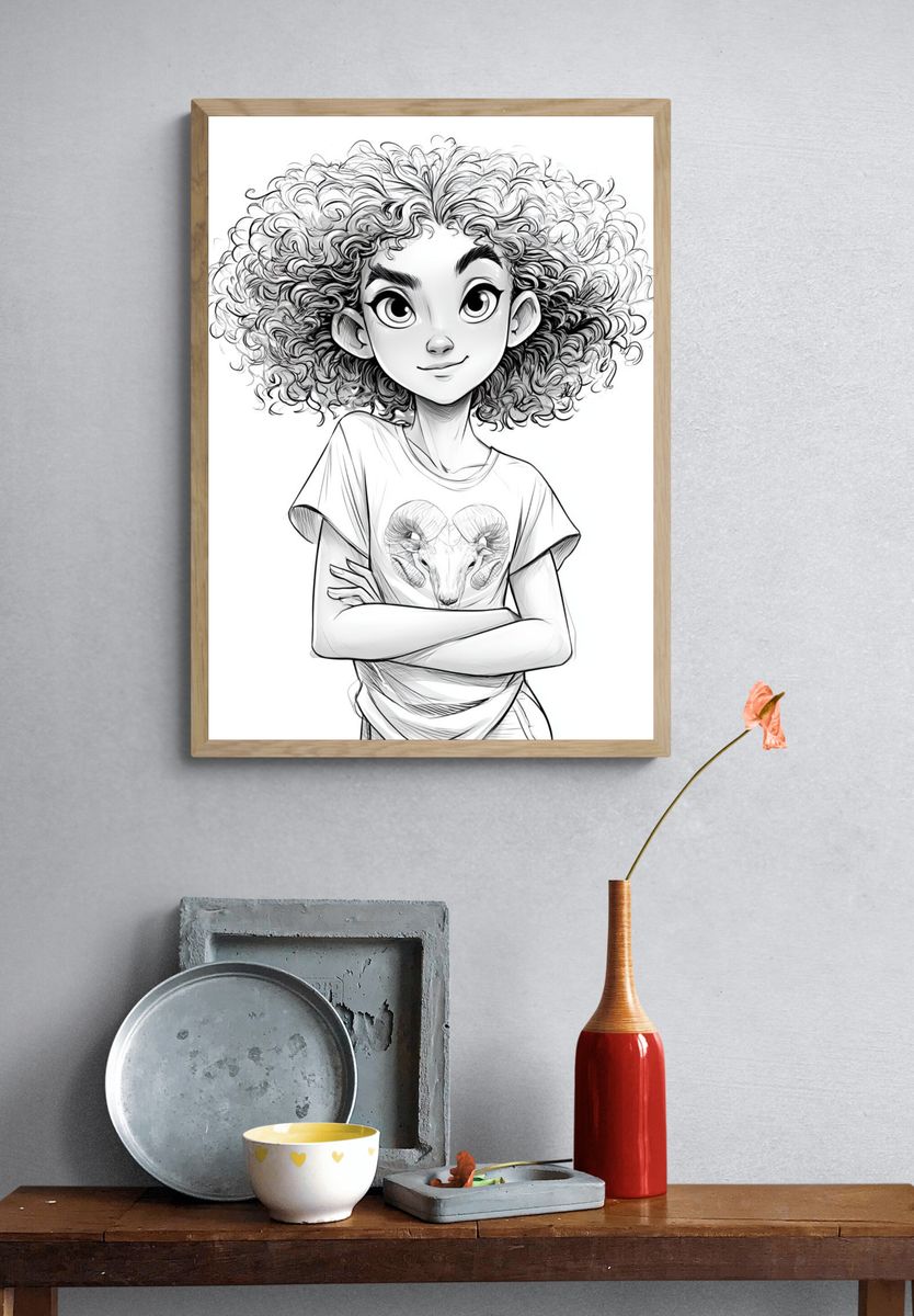 Curly Girl Ram Tee Print. — room view 3