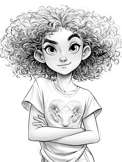 Curly Girl Ram Tee Print.