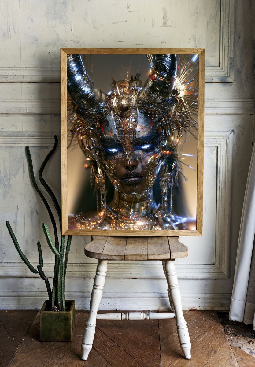 Cyber Goddess Portrait Poster. — room view 1