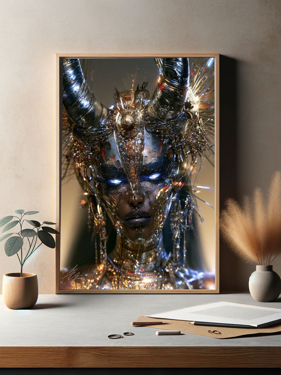 Cyber Goddess Portrait Poster. — room view 2