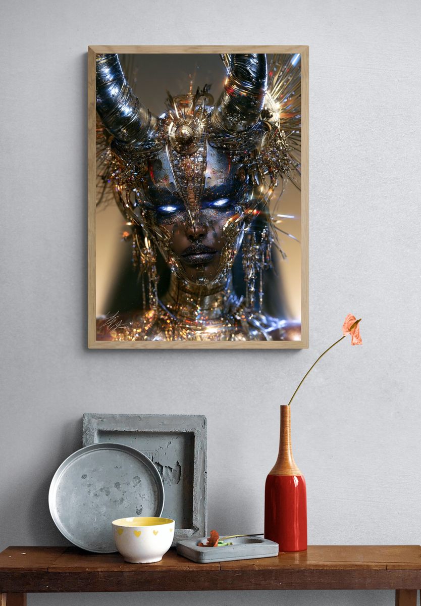 Cyber Goddess Portrait Poster. — room view 3