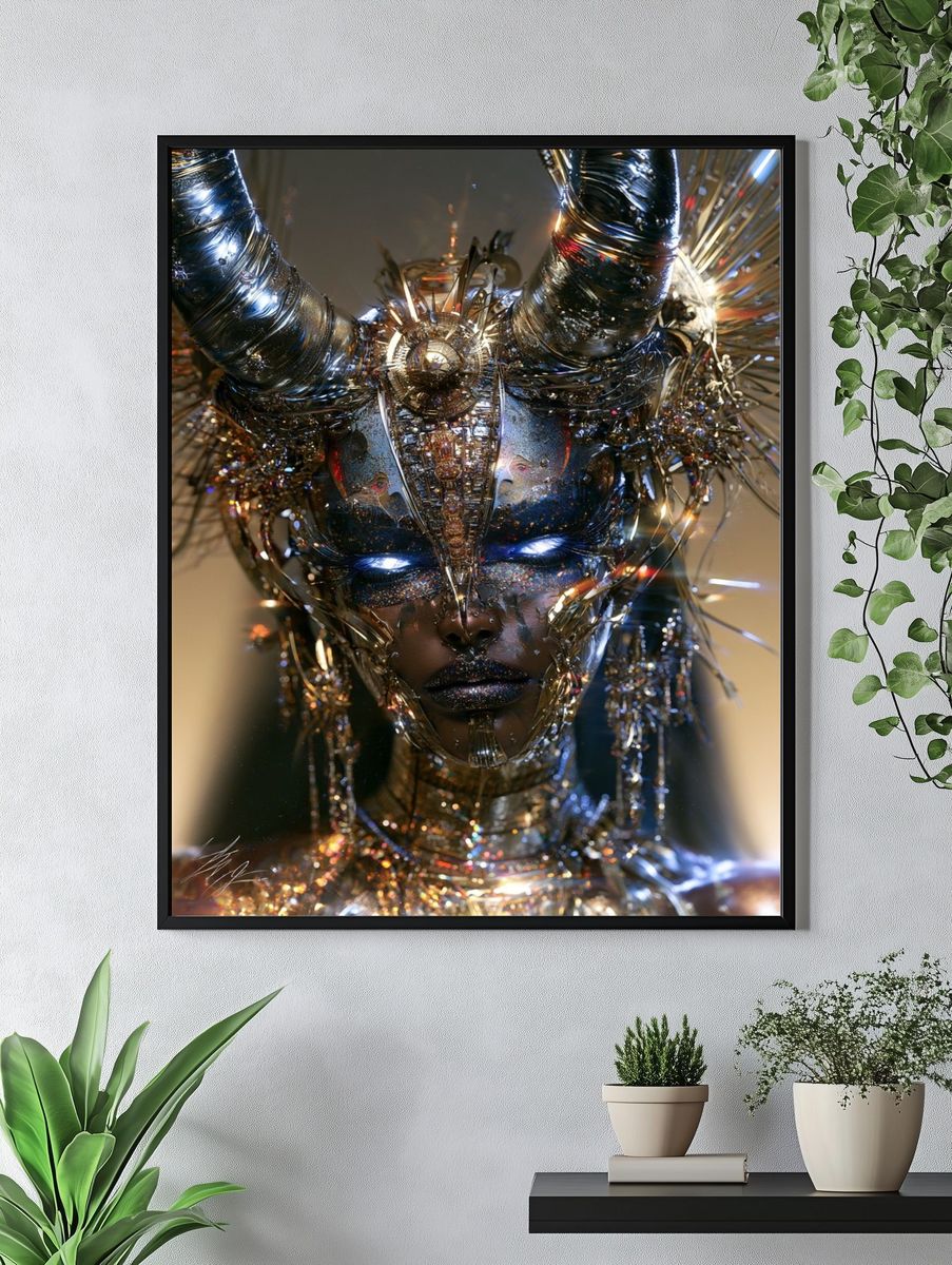 Cyber Goddess Portrait Poster. — room view 4