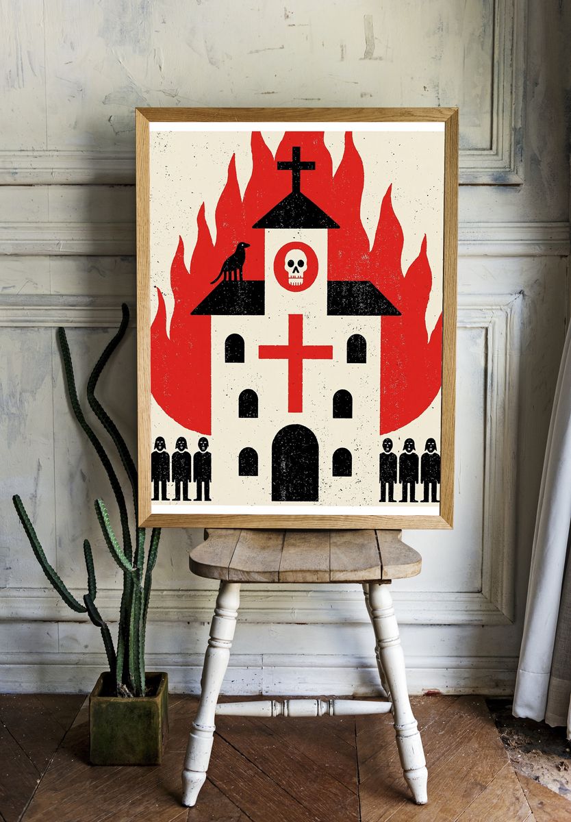 Haunted Church Illustration Poster. — room view 1