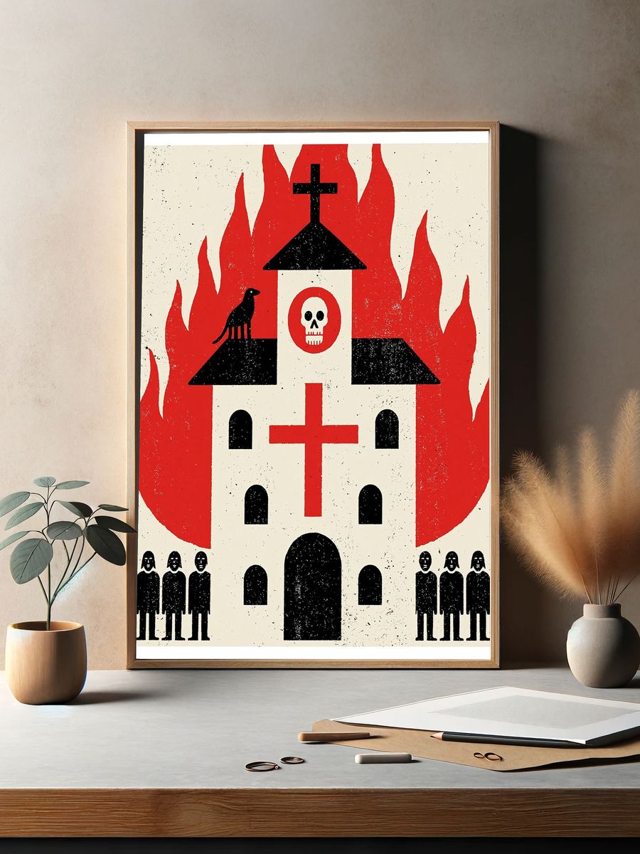 Haunted Church Illustration Poster. — room view 2