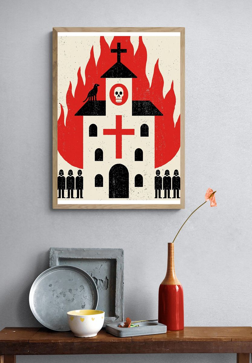 Haunted Church Illustration Poster. — room view 3