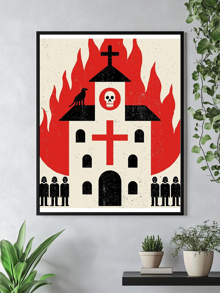Haunted Church Illustration Poster. — room view 4