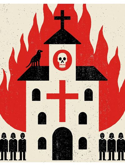 Haunted Church Illustration Poster.