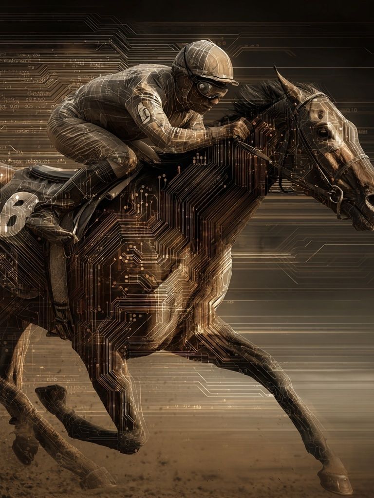 Cyber Horse Racing Illustration Poster. poster — illustration art