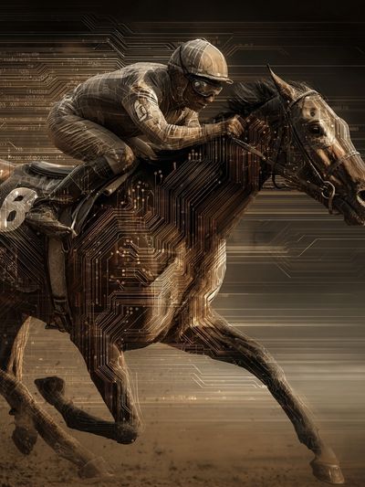 Cyber Horse Racing Illustration Poster.