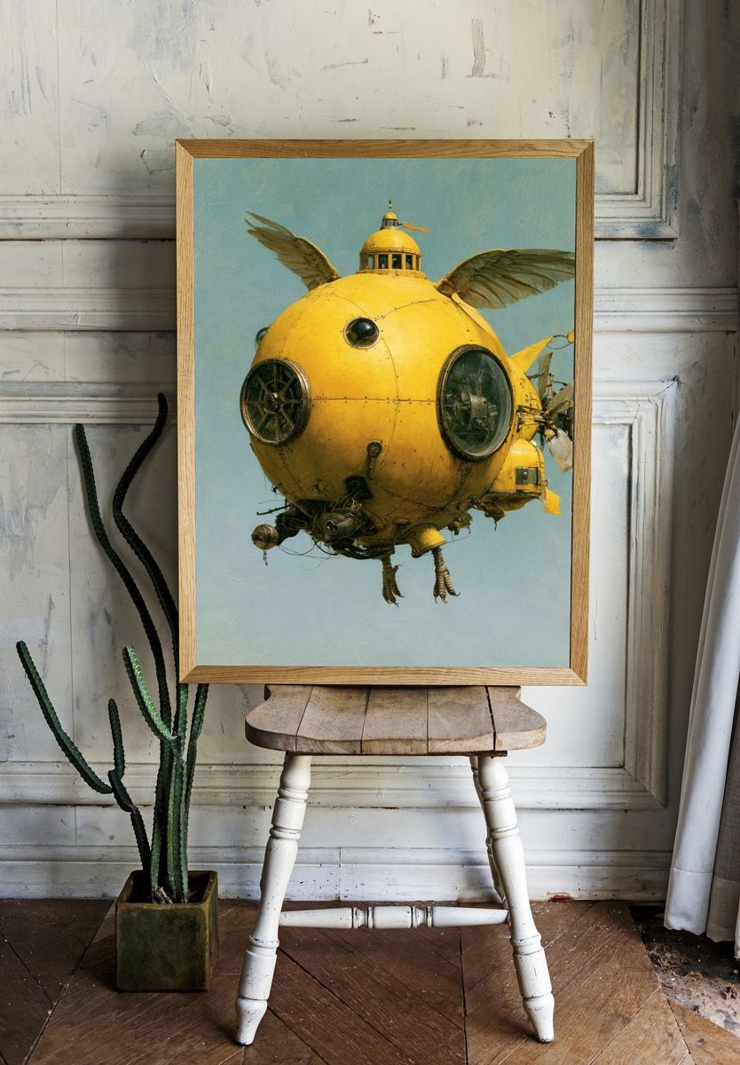 Flying Mechanical Bird Print. room preview