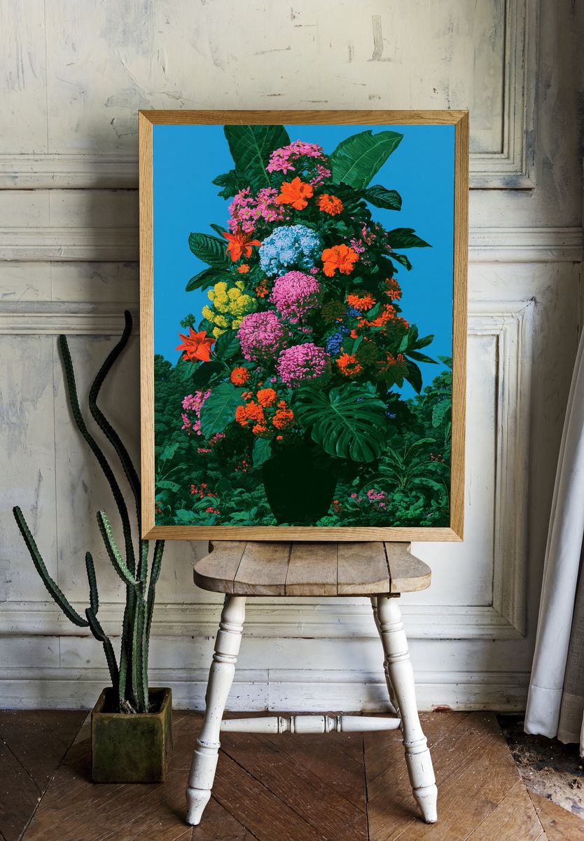 Tropical Floral Bouquet Illustration Poster. room preview