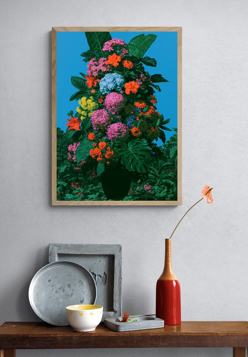 Tropical Floral Bouquet Illustration Poster. — room view 3
