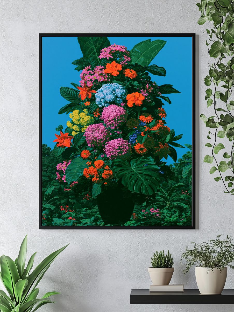 Tropical Floral Bouquet Illustration Poster. — room view 4