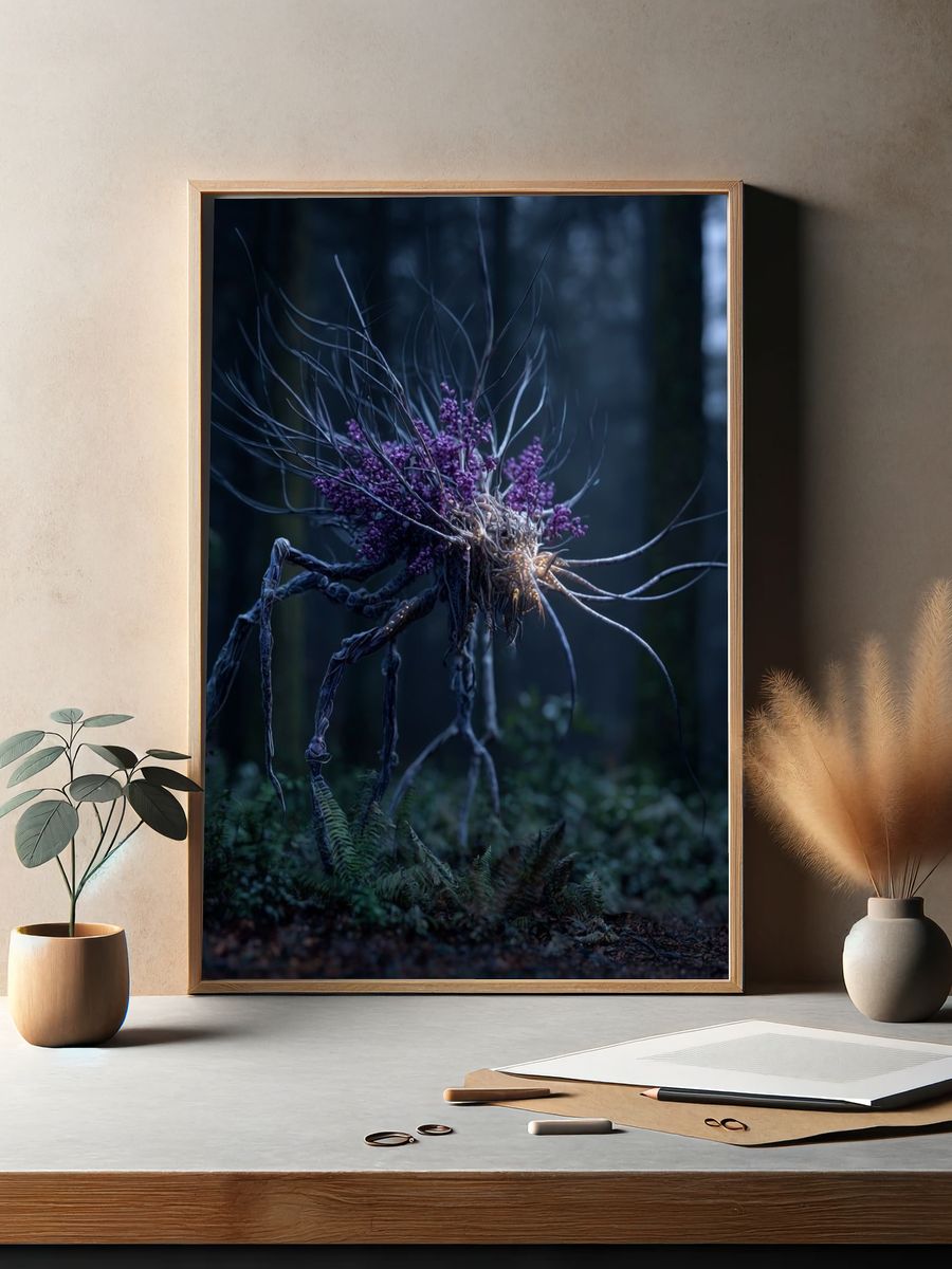 Dinosaur Meteor Sky Illustration Poster. — room view 2