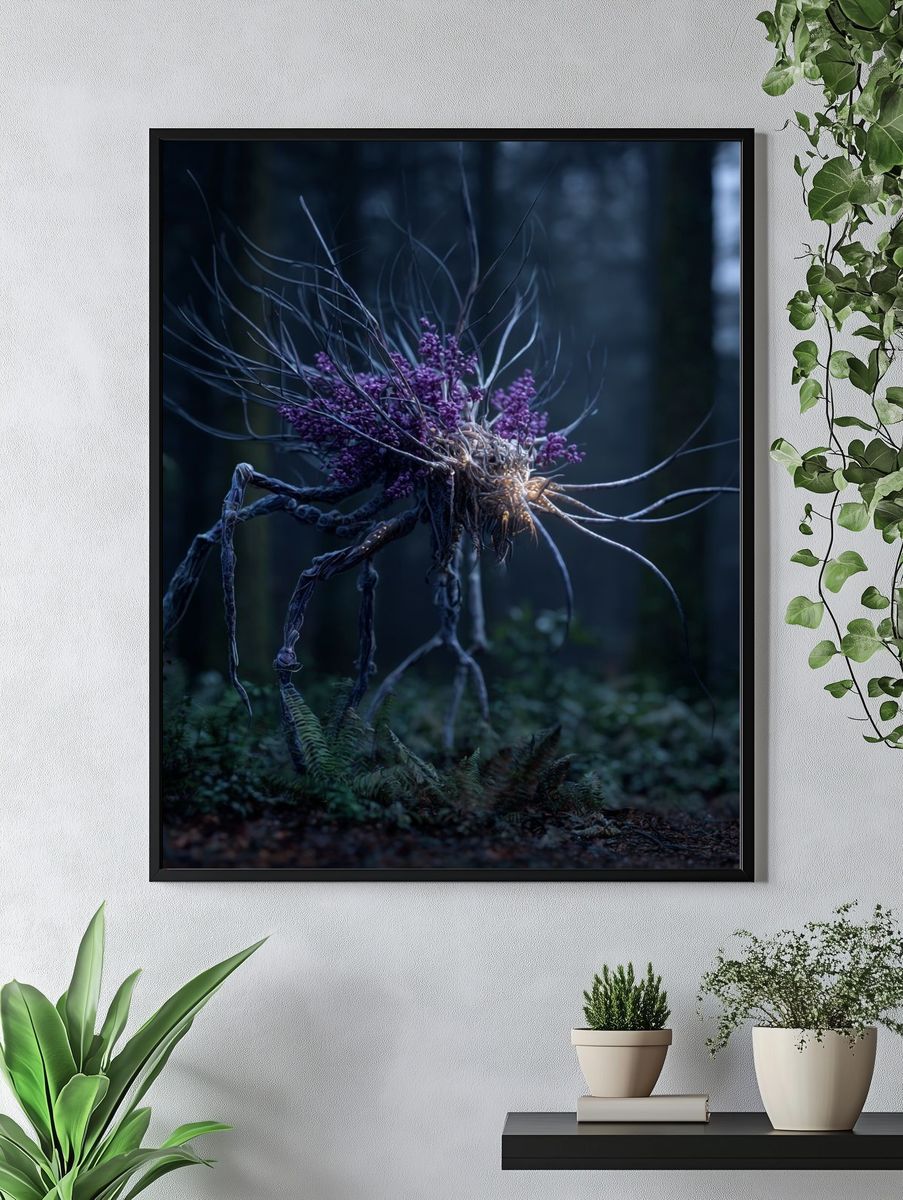 Dinosaur Meteor Sky Illustration Poster. — room view 4