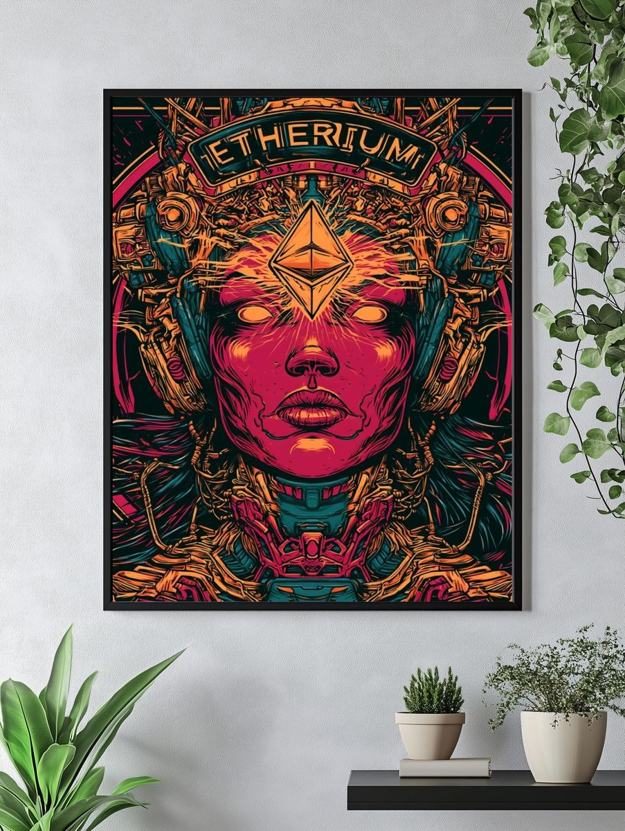Ethereum Cyberpunk Portrait Poster. — room view 4