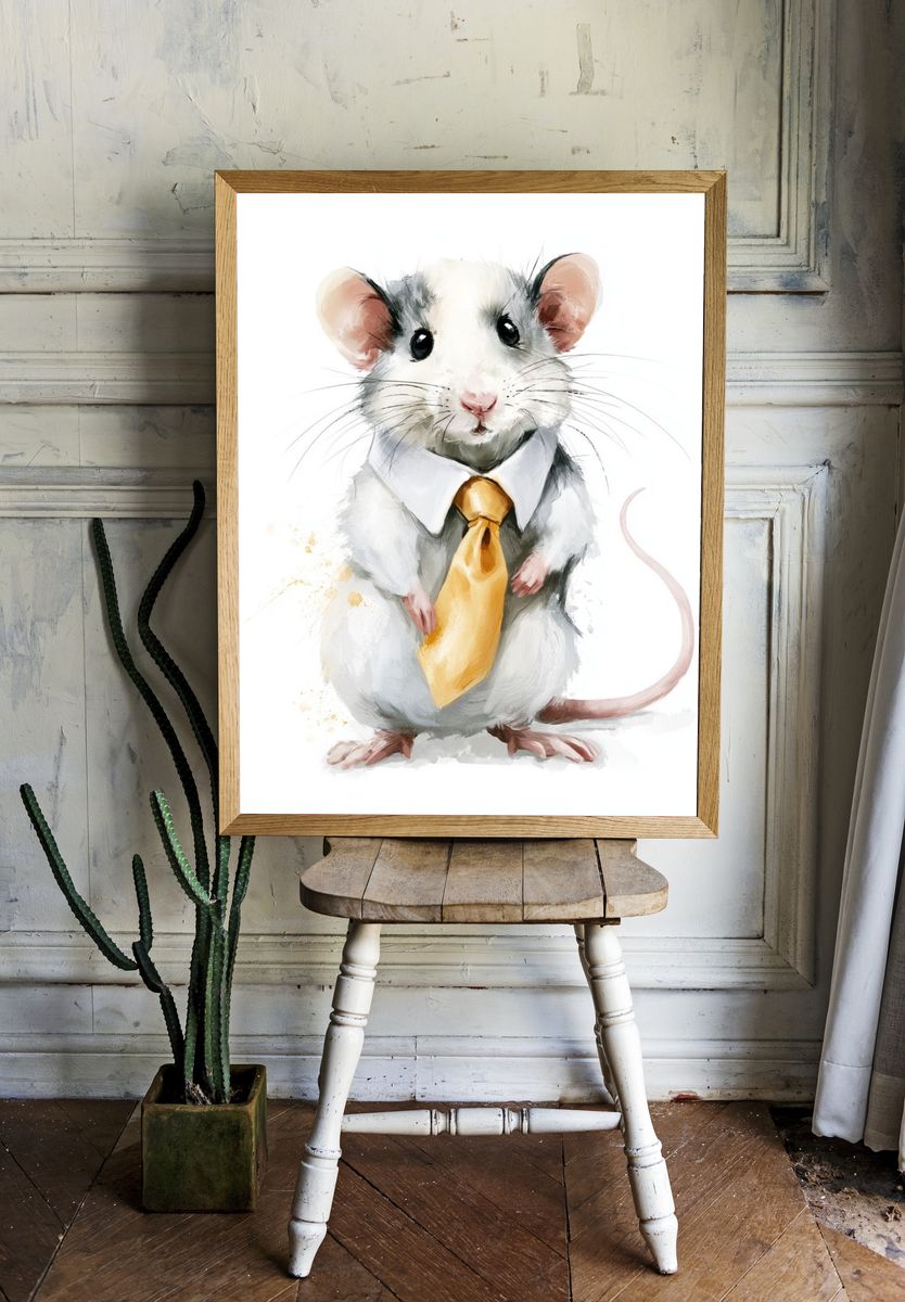Business Mouse Illustration Poster. — room view 1