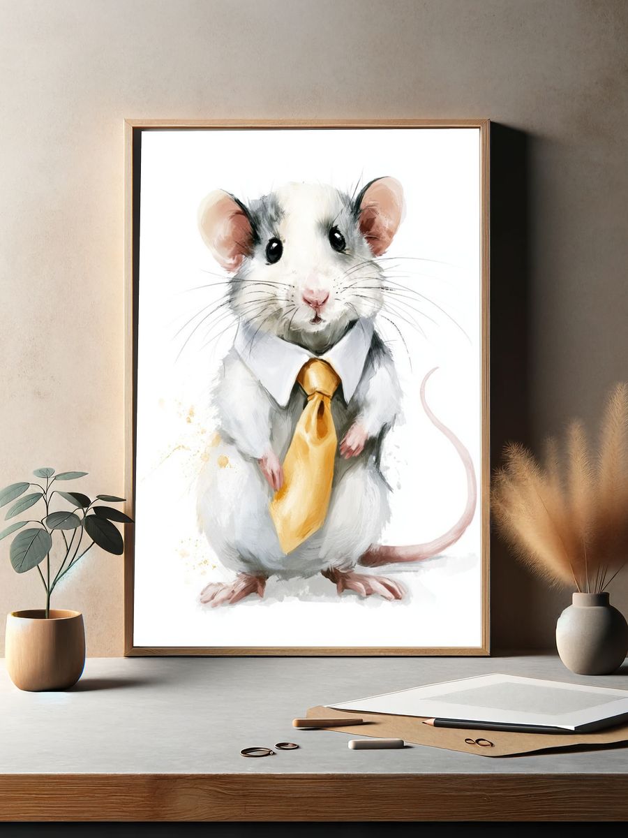 Business Mouse Illustration Poster. — room view 2