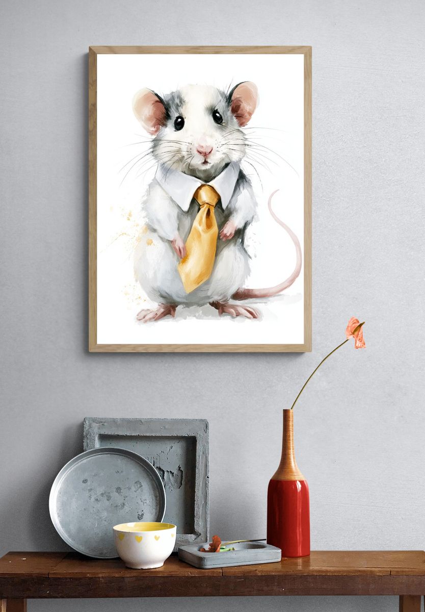 Business Mouse Illustration Poster. — room view 3